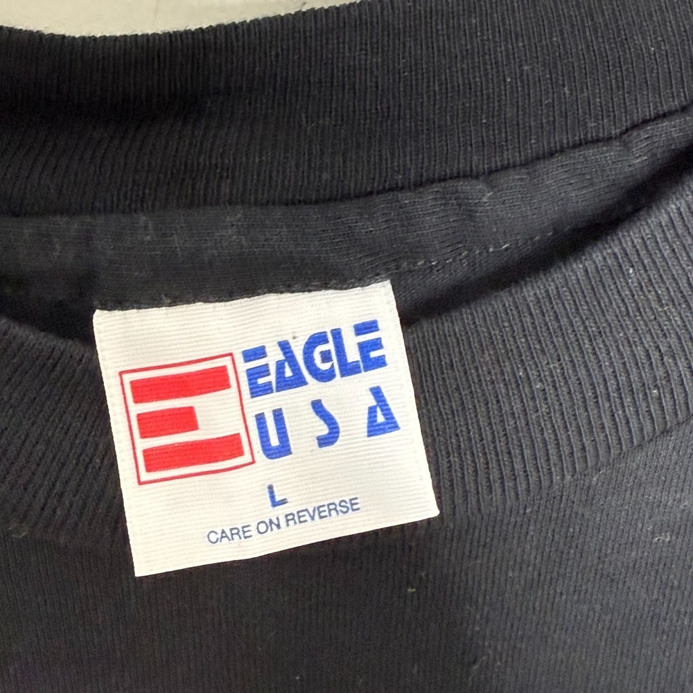 Vintage Eagle USA Men's L Verus Genuine American Spirit Black T-Shirt Cotton - Picture 2 of 9
